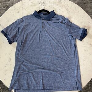 Greyson Heathered Blue Short Sleeve Polo with Navy Trim